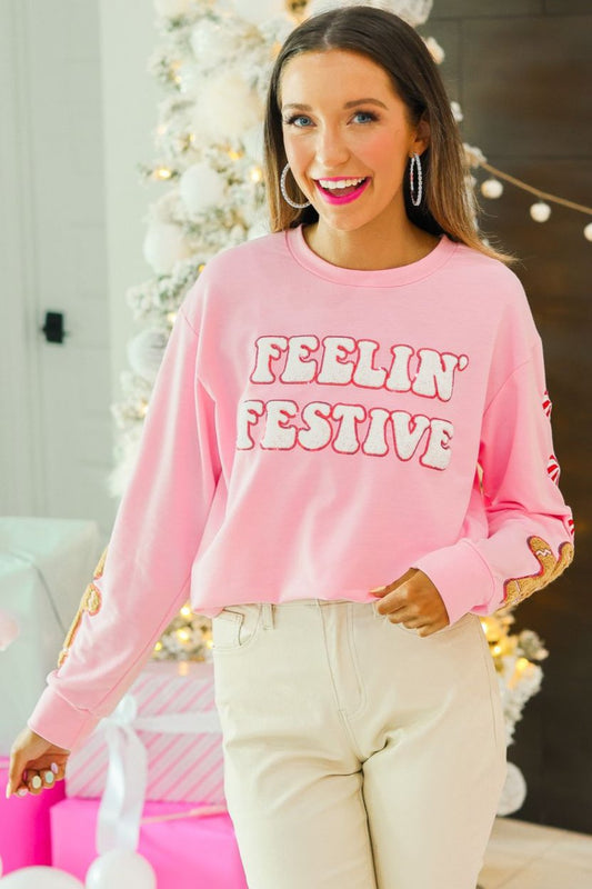 Suéter rosa festivo