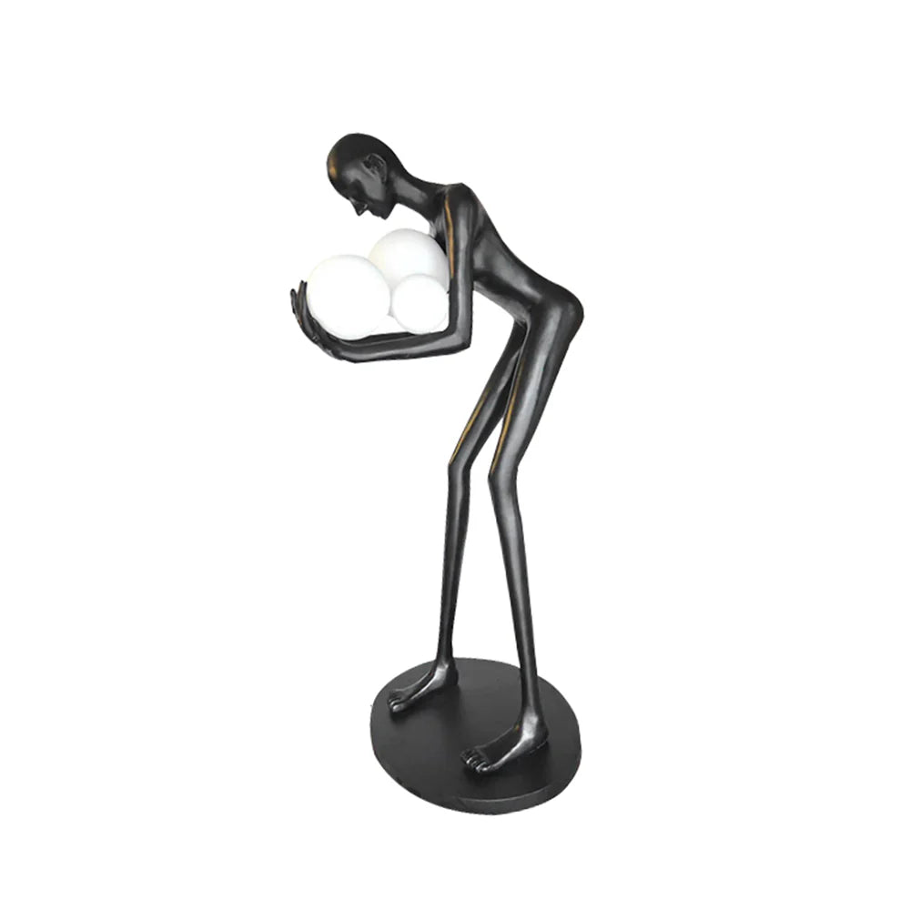 Lámpara de pie de escultura Figura Sosteniendo Bola