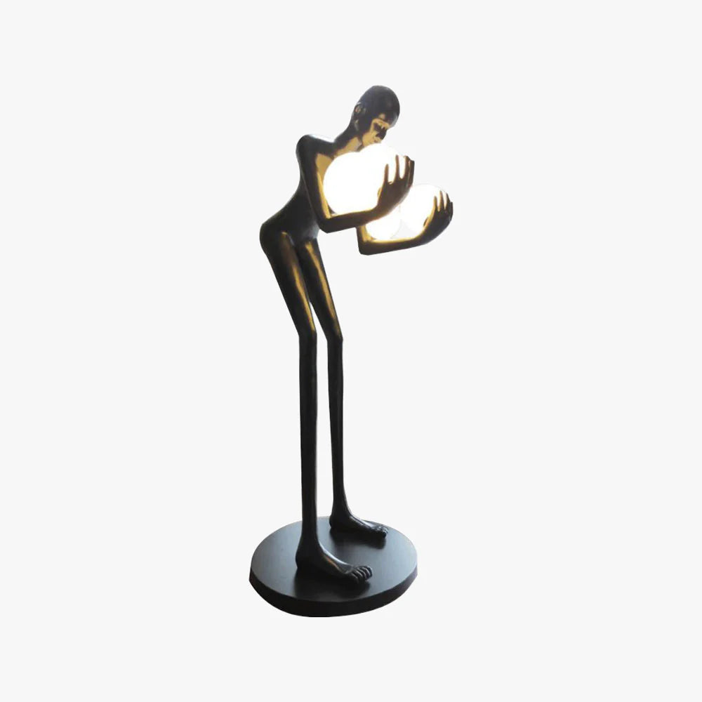 Lámpara de pie de escultura Figura Sosteniendo Bola