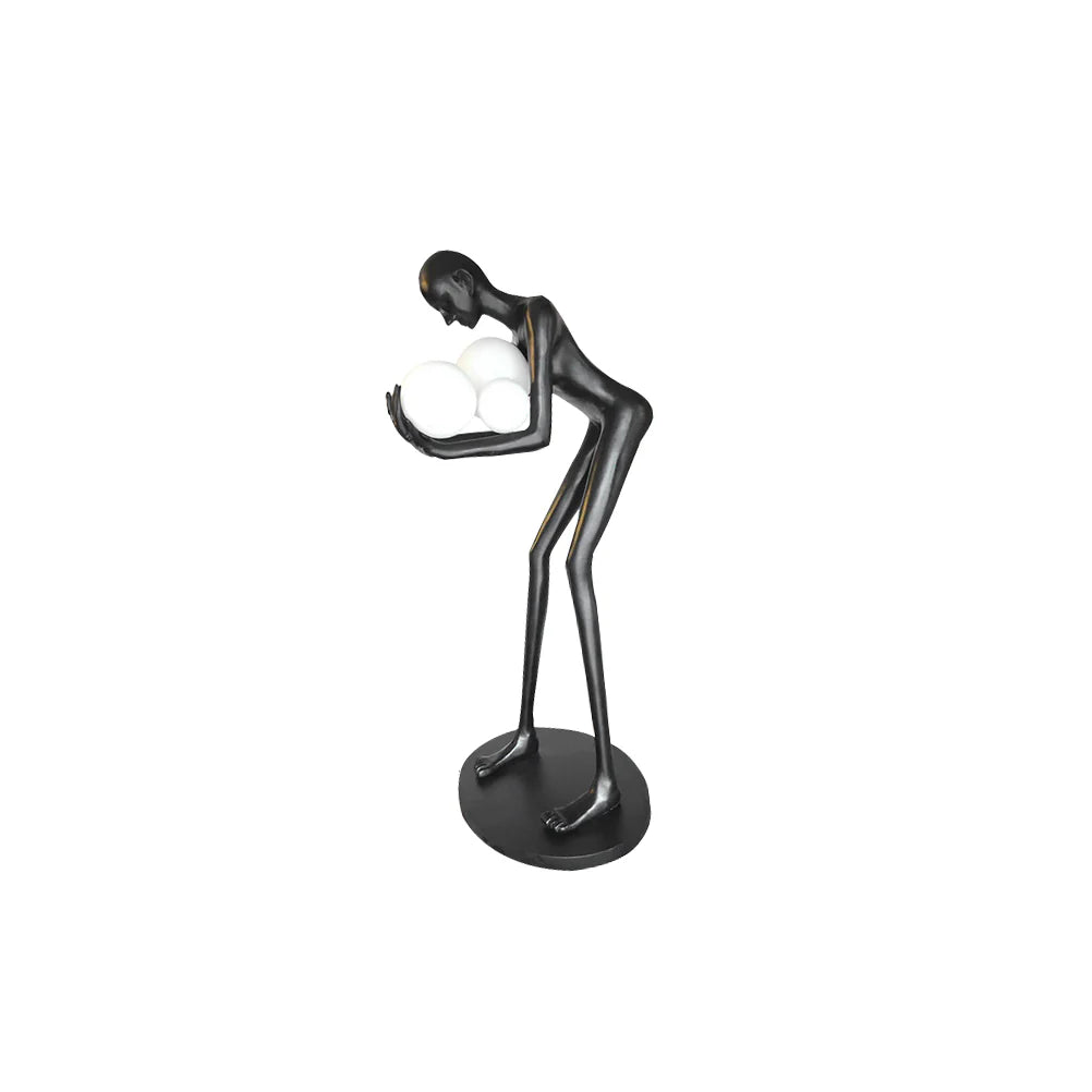 Lámpara de pie de escultura Figura Sosteniendo Bola