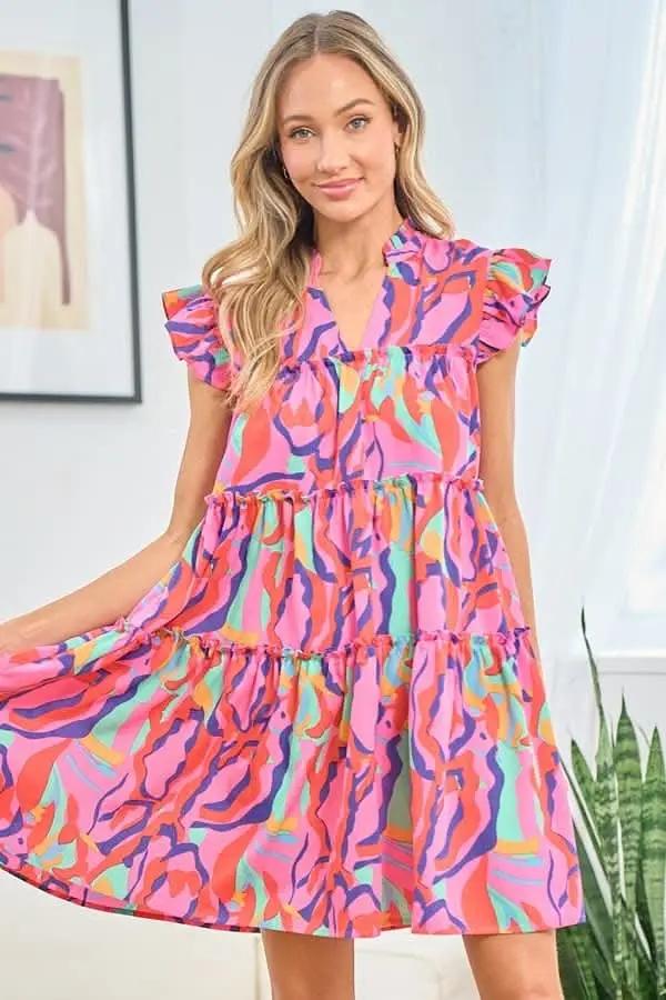 Dresses Trendsi Printed Ruffle Dress Women's Casual Summer Dress Cute & Flirty