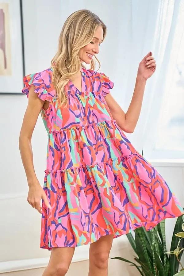 Dresses Trendsi Printed Ruffle Dress Women's Casual Summer Dress Cute & Flirty
