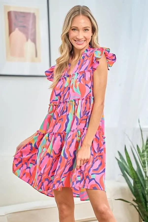 Dresses Trendsi Printed Ruffle Dress Women's Casual Summer Dress Cute & Flirty