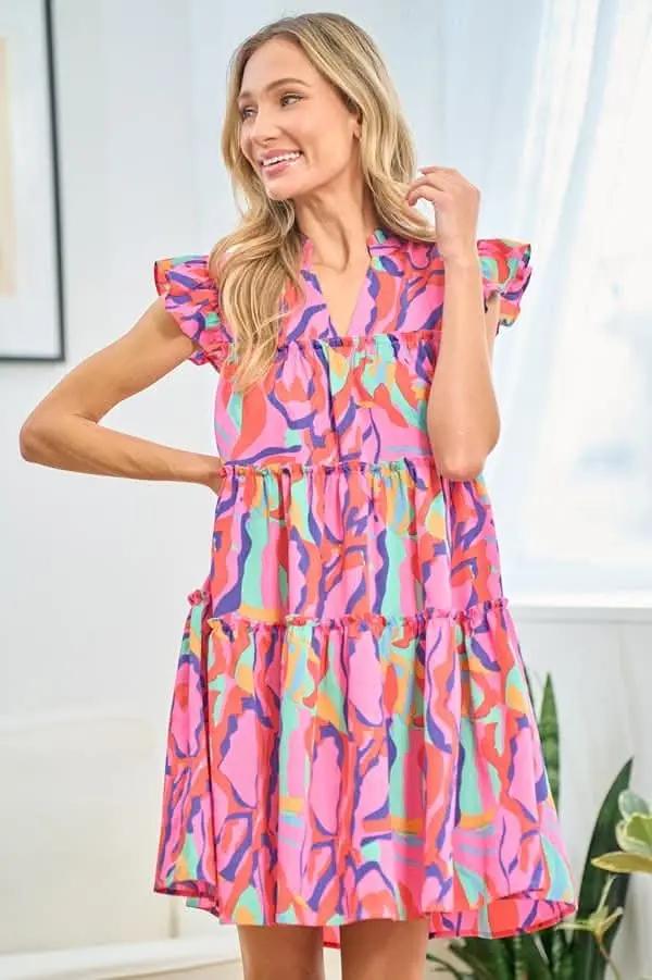 Dresses Trendsi Printed Ruffle Dress Women's Casual Summer Dress Cute & Flirty