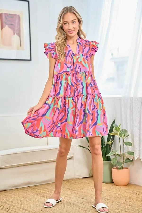 Dresses Trendsi Printed Ruffle Dress Women's Casual Summer Dress Cute & Flirty