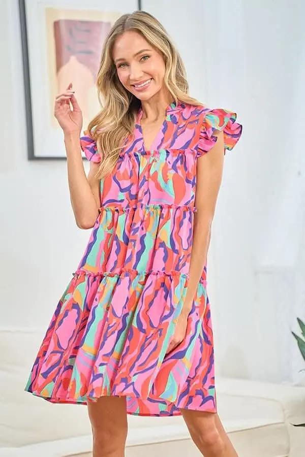 Dresses Trendsi Printed Ruffle Dress Women's Casual Summer Dress Cute & Flirty