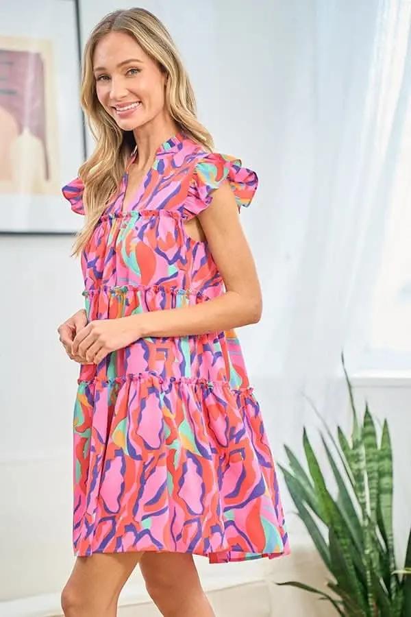 Dresses Trendsi Printed Ruffle Dress Women's Casual Summer Dress Cute & Flirty