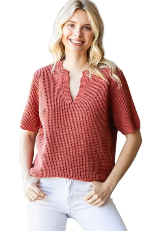 Sweaters Trendsi Knit Top Women's Casual Wear Short Sleeve Top Soft, Comfy