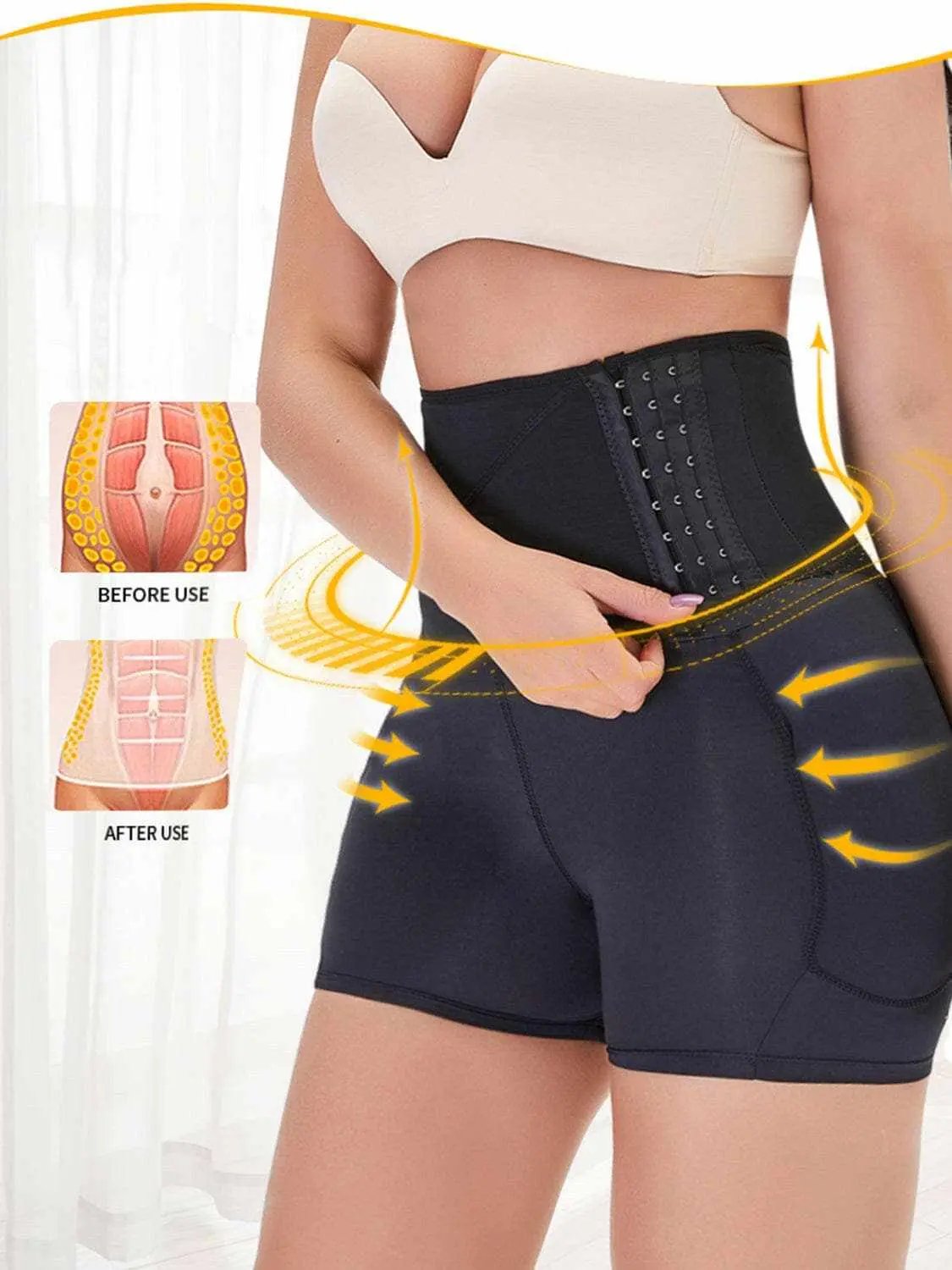 Trendsi Shaping Shorts Women's Everyday Wear Body Shaper High Waist Hook Closure