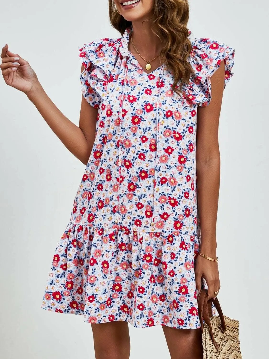 Dresses Trendsi swimwear - Floral Cap Sleeve Mini Dress