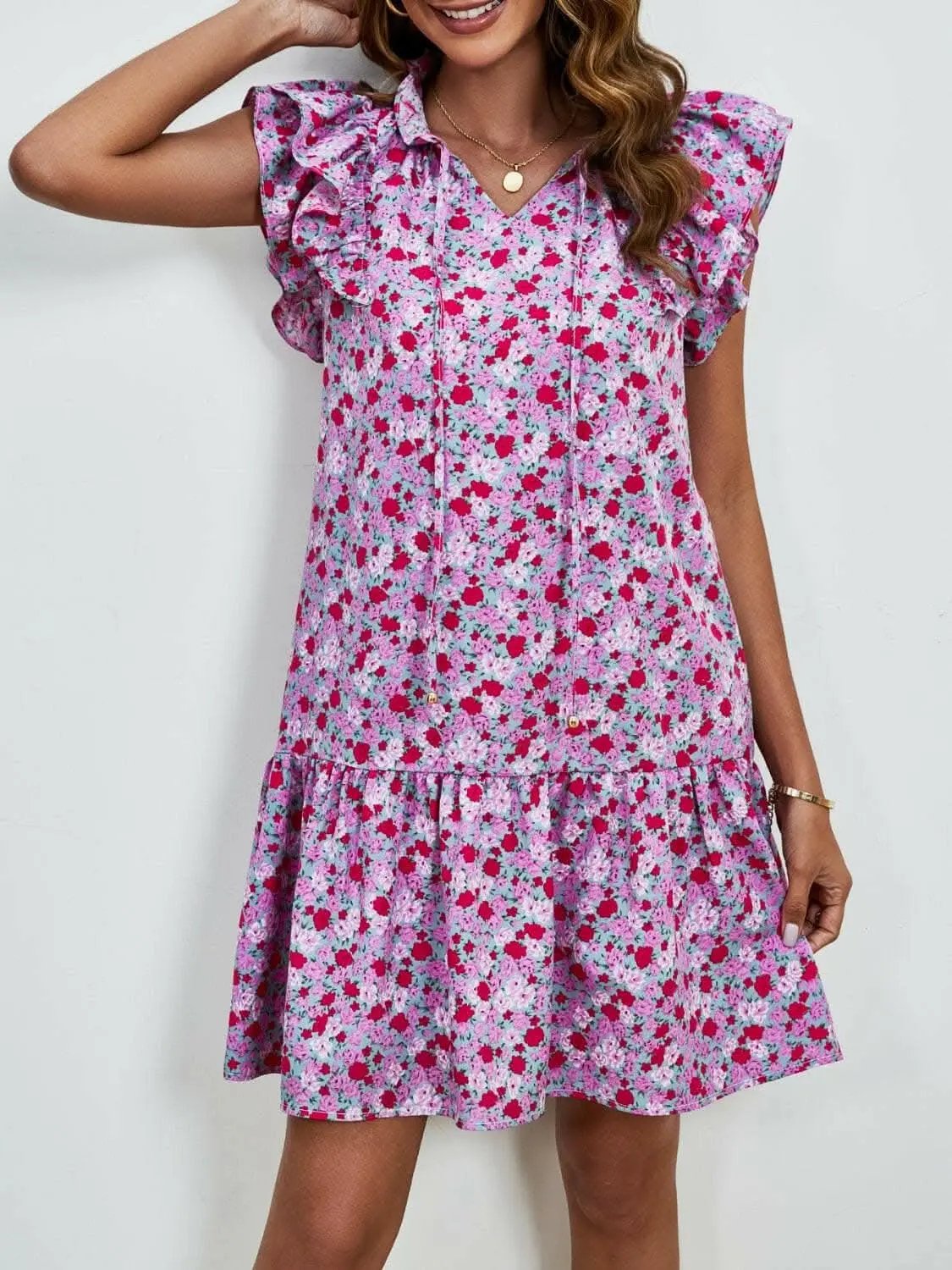 Dresses Trendsi swimwear - Floral Cap Sleeve Mini Dress