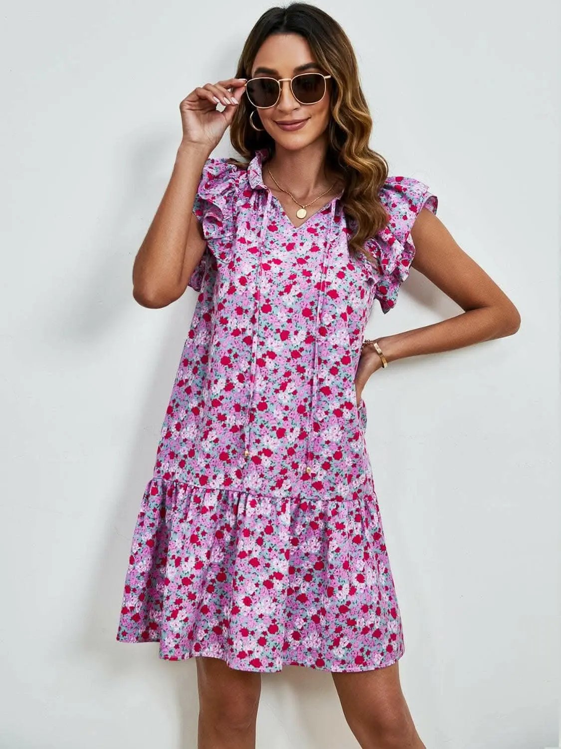 Dresses Trendsi swimwear - Floral Cap Sleeve Mini Dress