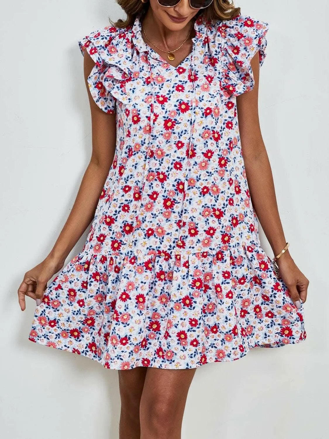 Dresses Trendsi swimwear - Floral Cap Sleeve Mini Dress