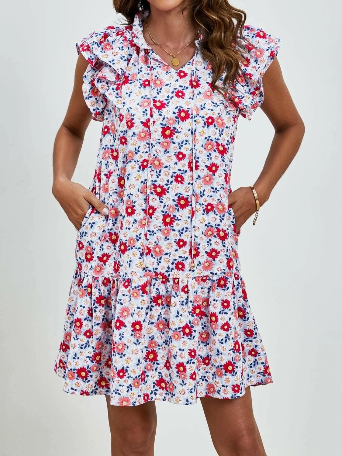 Dresses Trendsi swimwear - Floral Cap Sleeve Mini Dress
