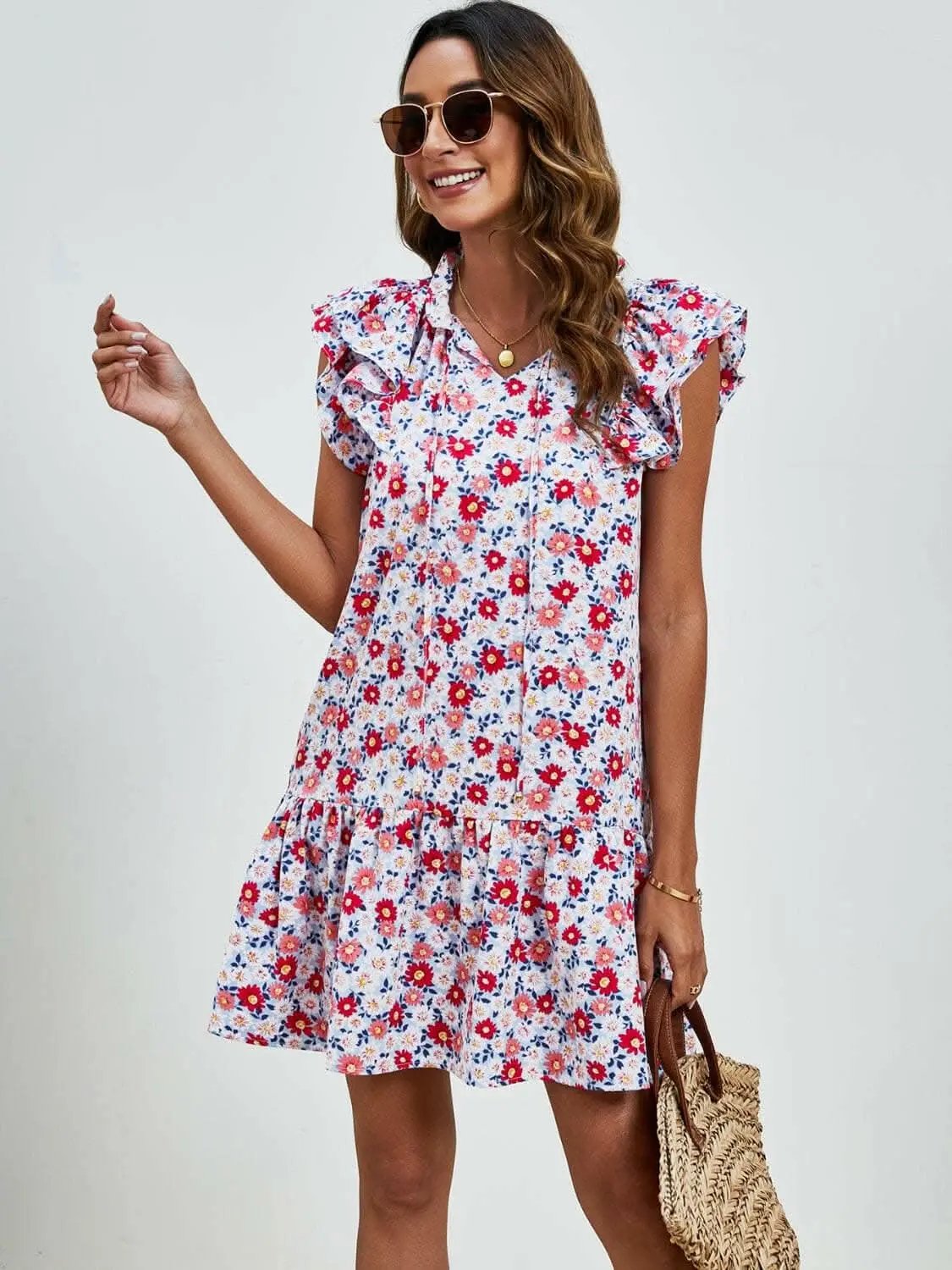 Dresses Trendsi swimwear - Floral Cap Sleeve Mini Dress