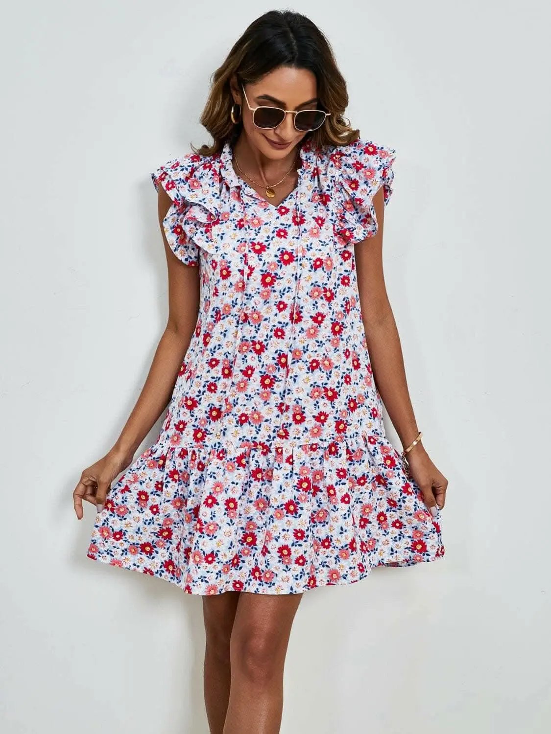 Dresses Trendsi swimwear - Floral Cap Sleeve Mini Dress