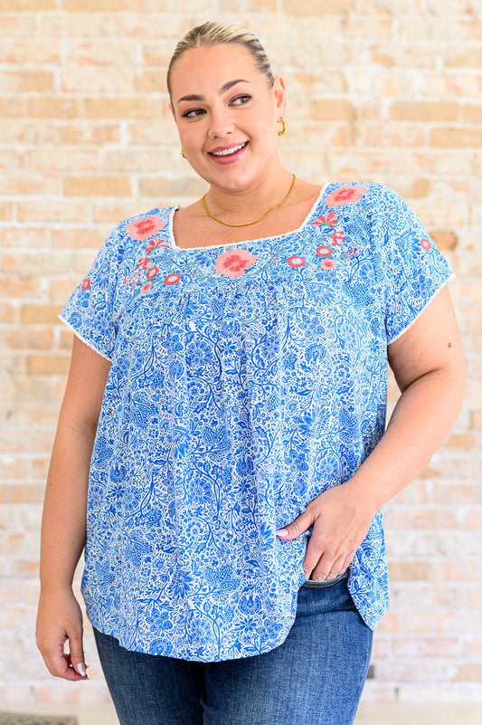 Blusa Floral Goals en Azul Rey