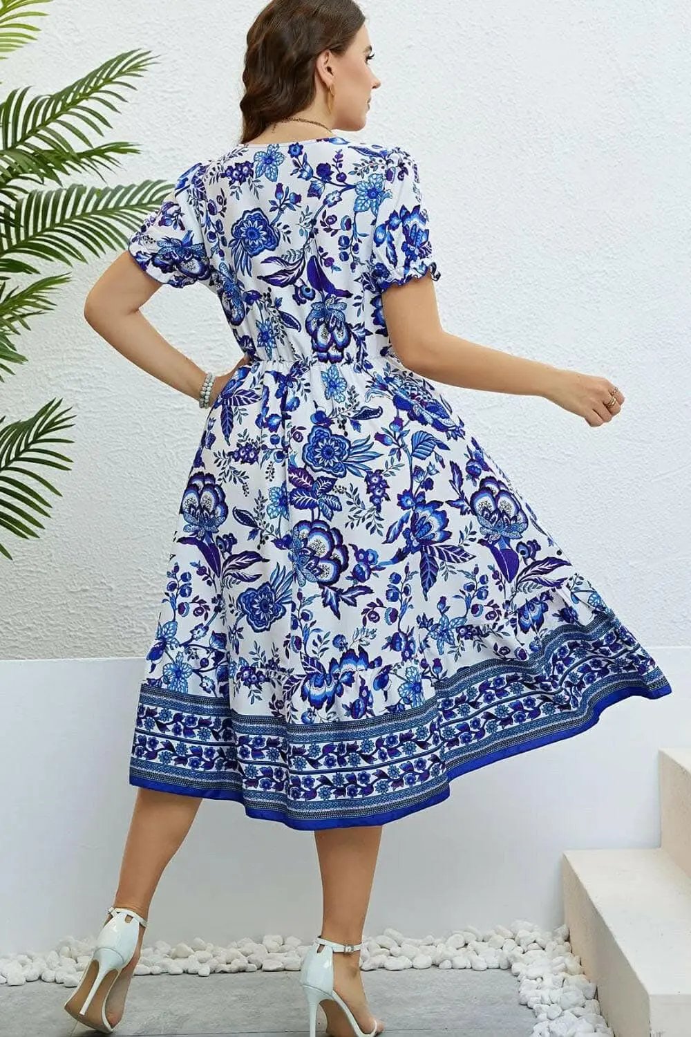 Dresses Trendsi plus - Trendsi Floral Midi Dress with Flounce Sleeves