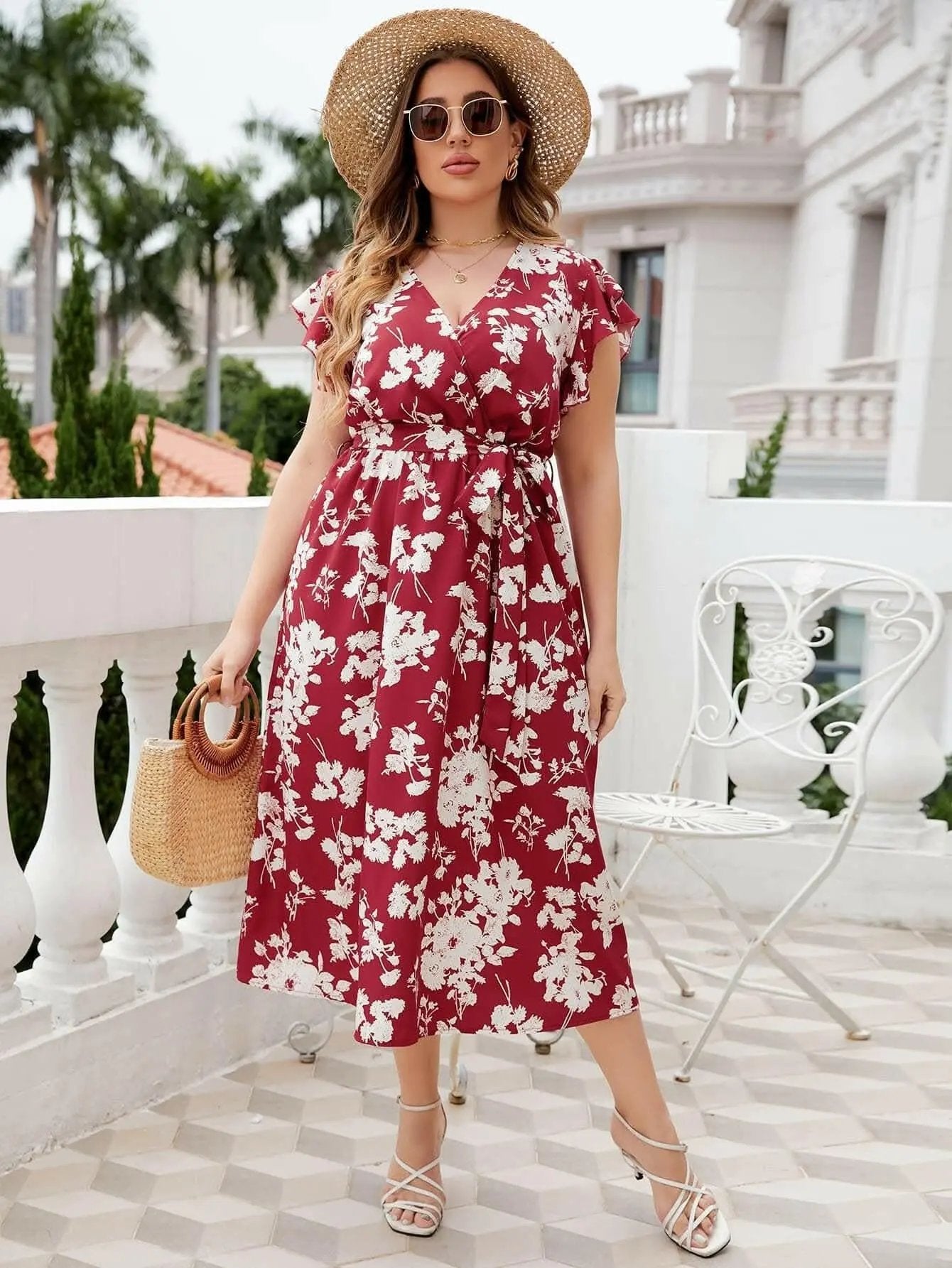 Dresses Trendsi Floral Plus Size Midi Dress - Women's Trendy Style