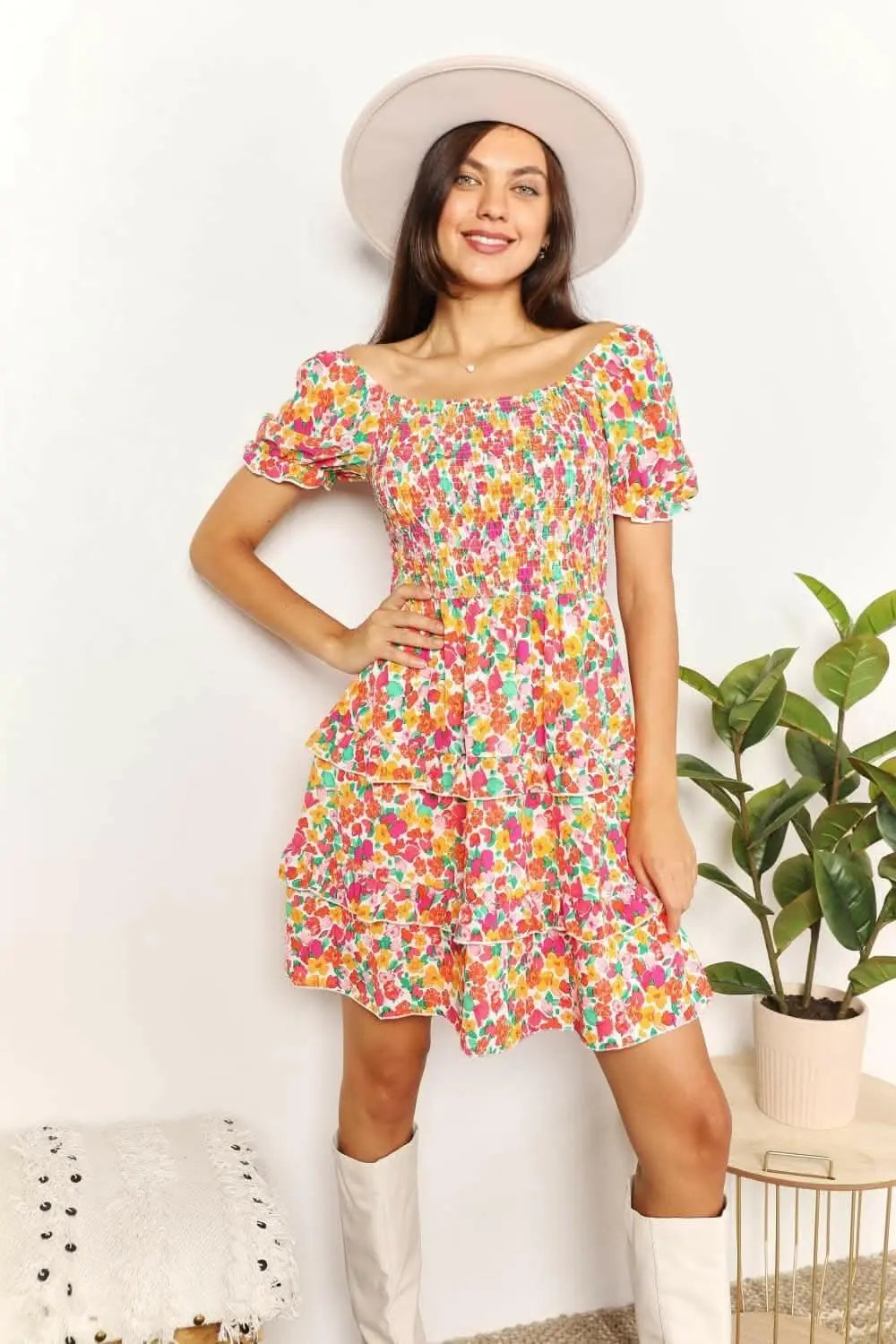 Trendsi Maternity Floral Mini Dress | Strawberry Flounce Sleeves