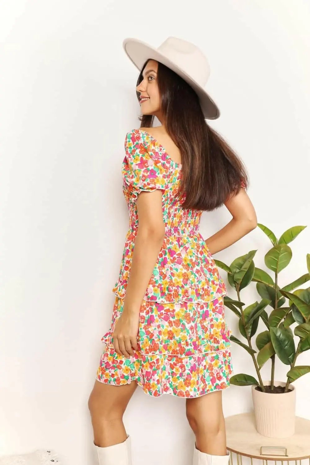 Trendsi Maternity Floral Mini Dress | Strawberry Flounce Sleeves