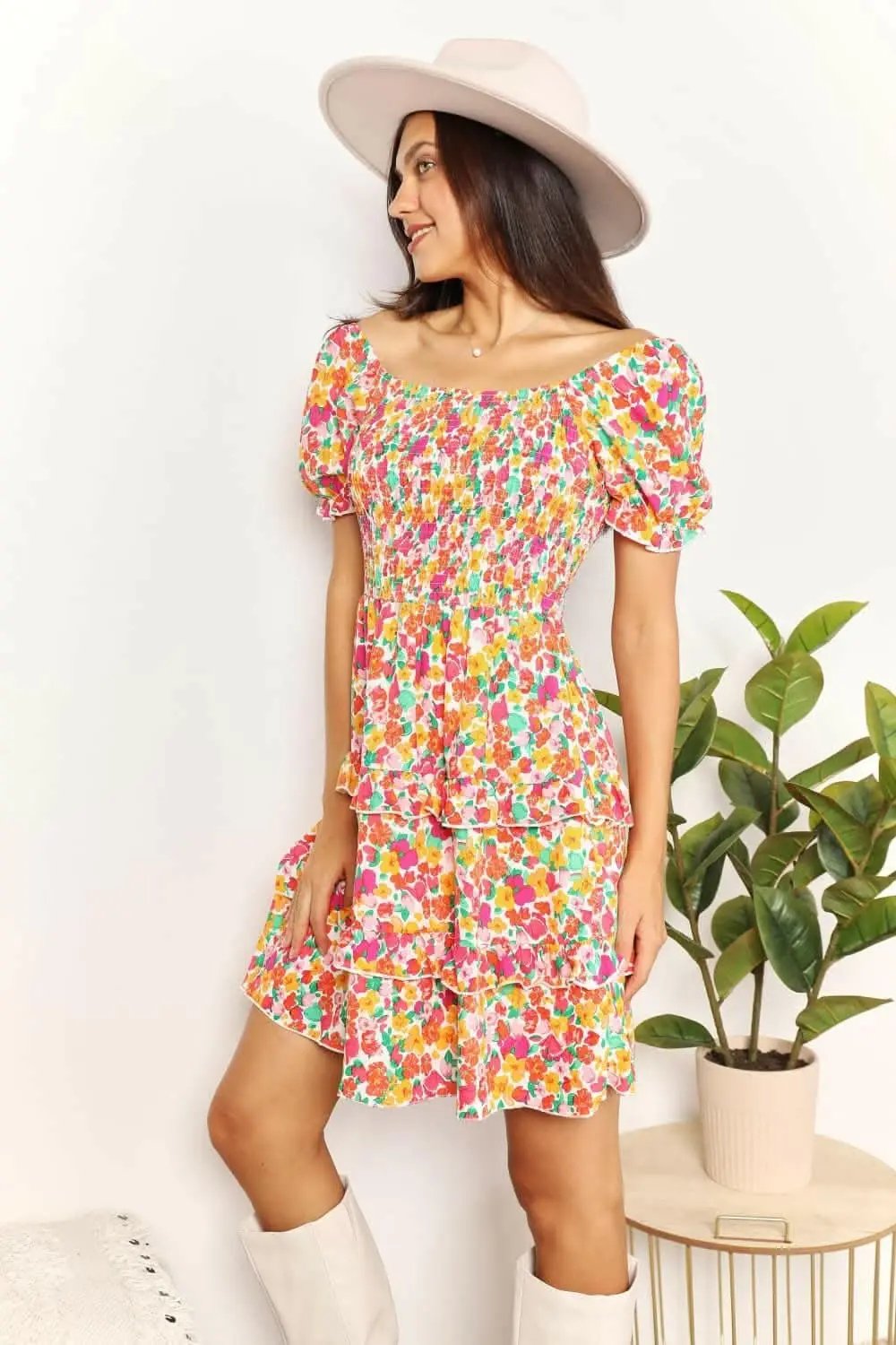 Trendsi Maternity Floral Mini Dress | Strawberry Flounce Sleeves