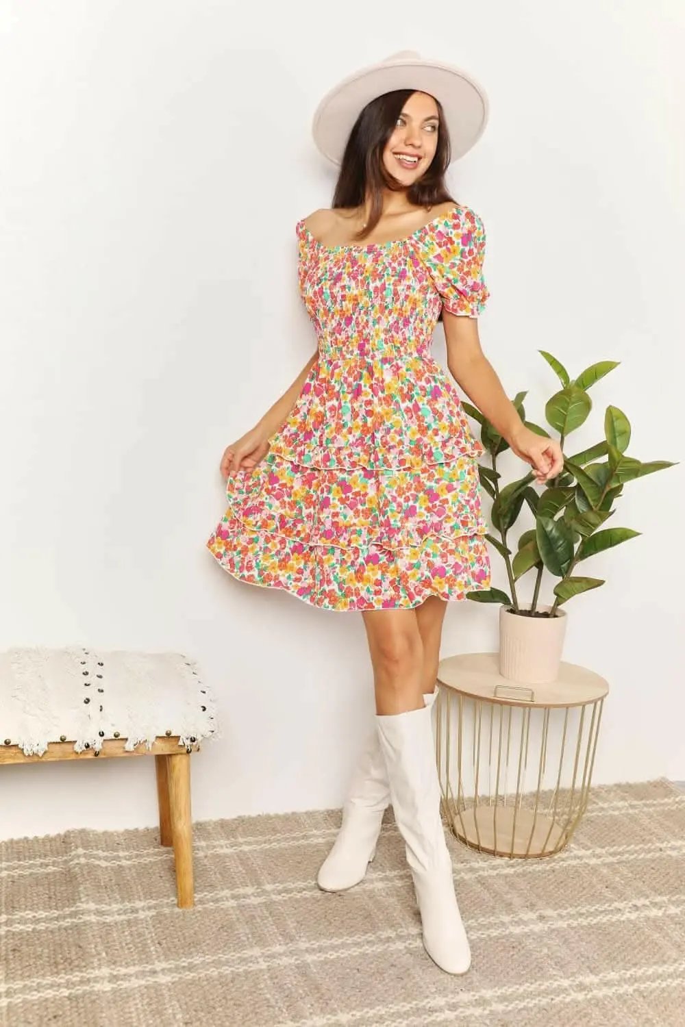 Trendsi Maternity Floral Mini Dress | Strawberry Flounce Sleeves