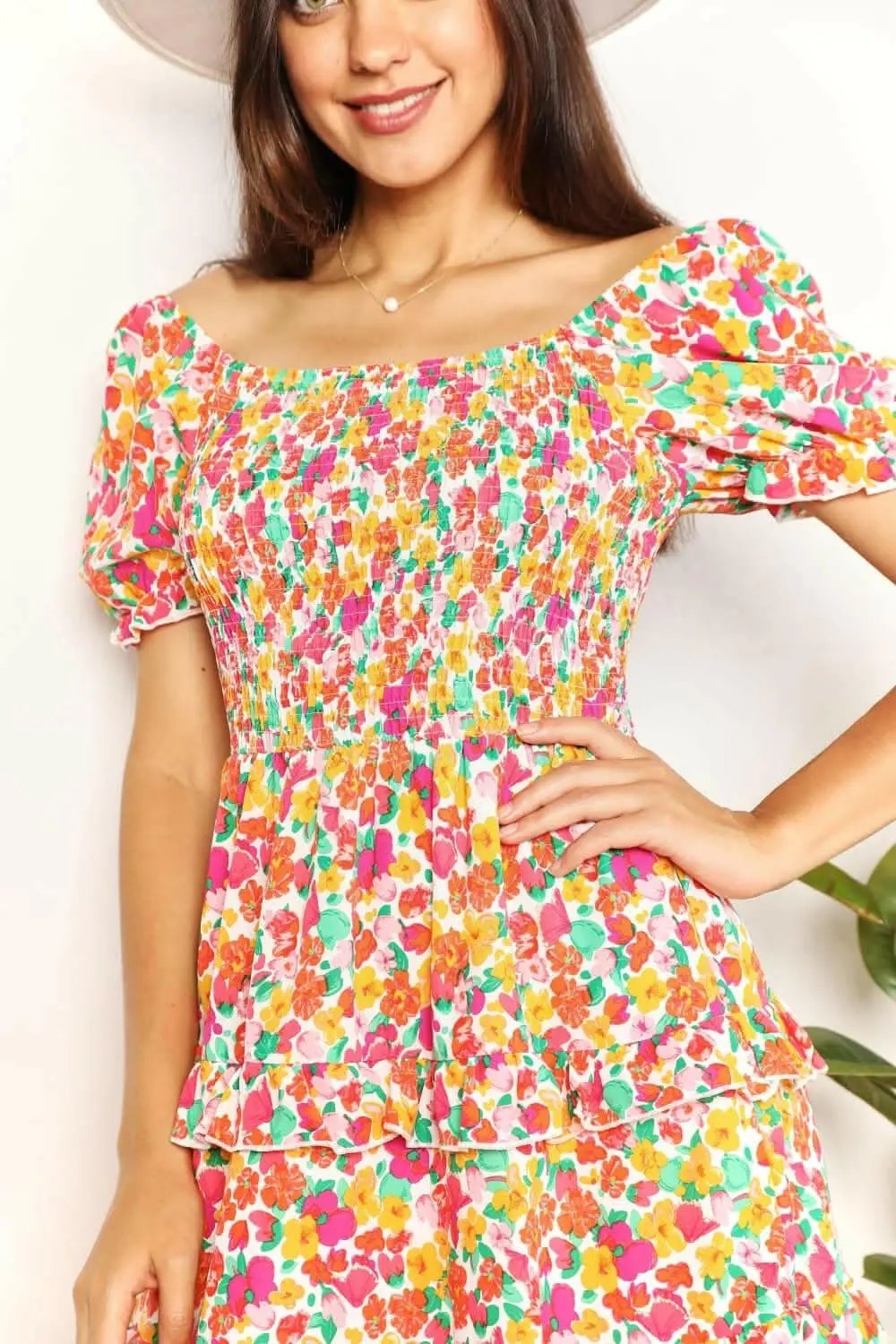 Trendsi Maternity Floral Mini Dress | Strawberry Flounce Sleeves