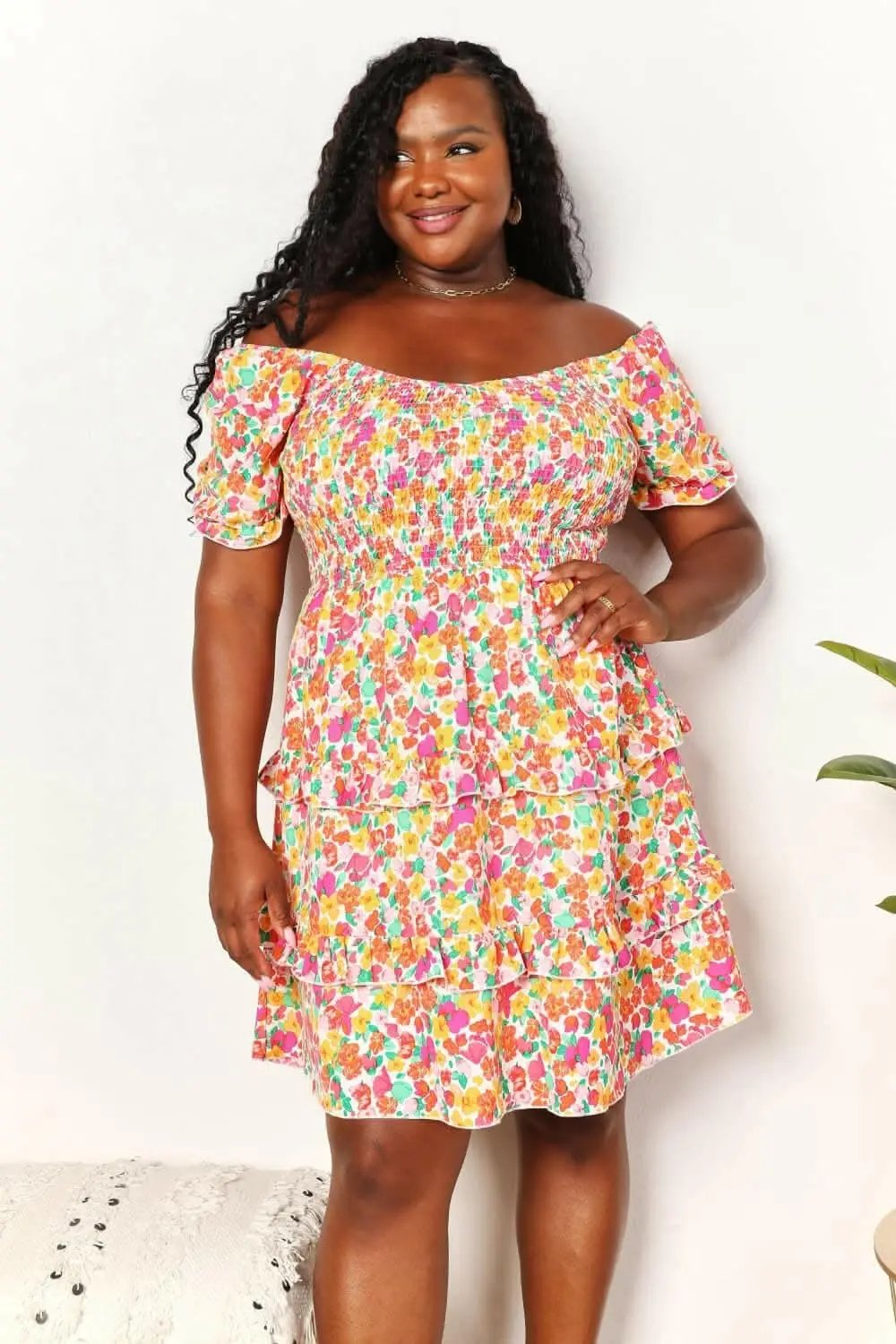 Trendsi Maternity Floral Mini Dress | Strawberry Flounce Sleeves