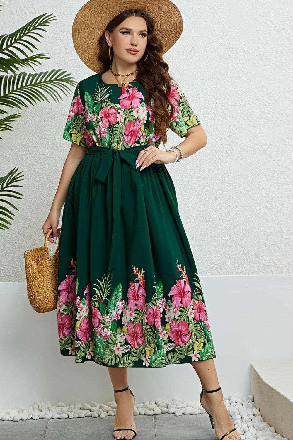 Dresses Trendsi Floral midi dress with tie waist