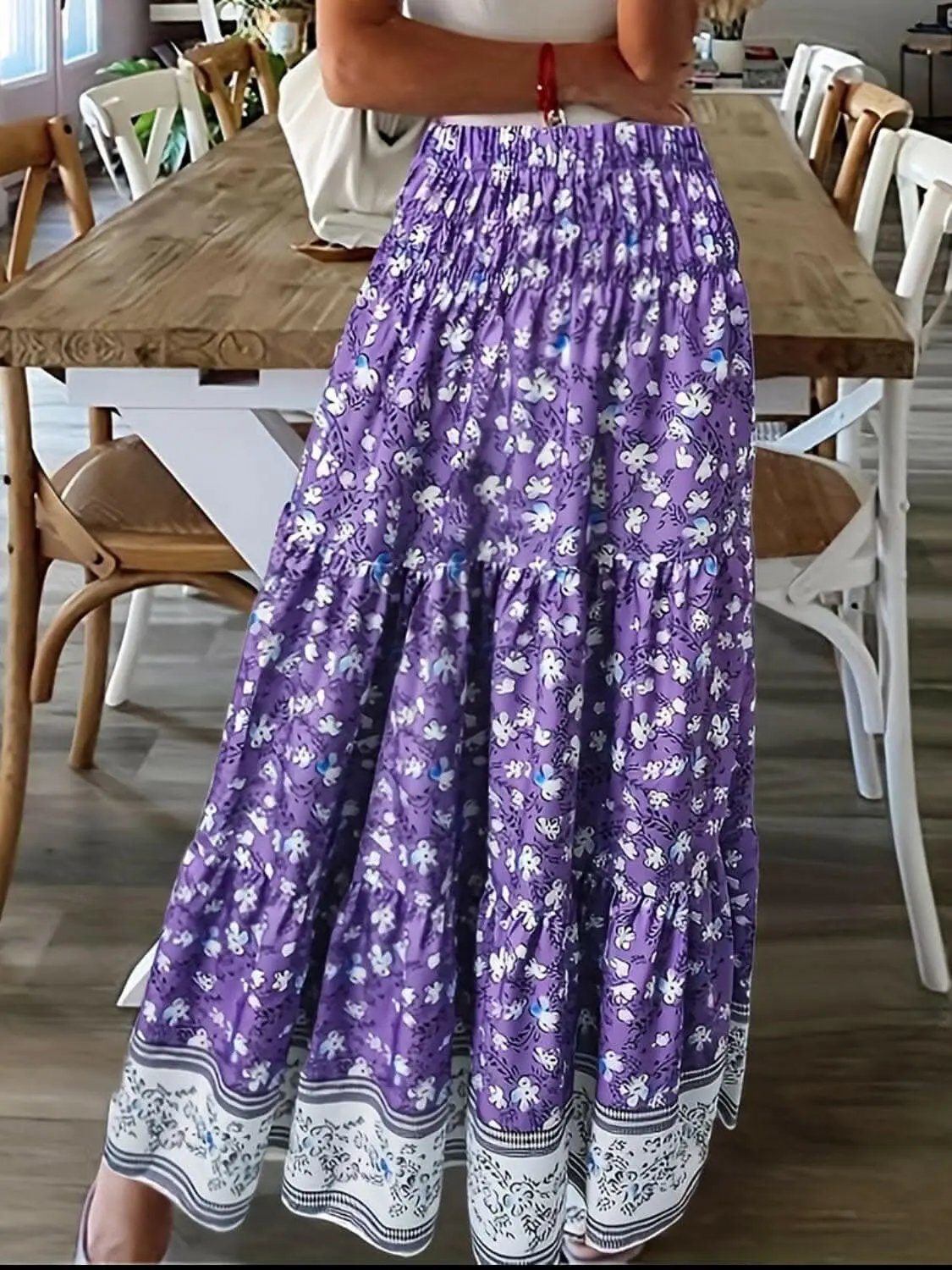 Dresses Trendsi just arrived - Floral midi skirt with elastic waist