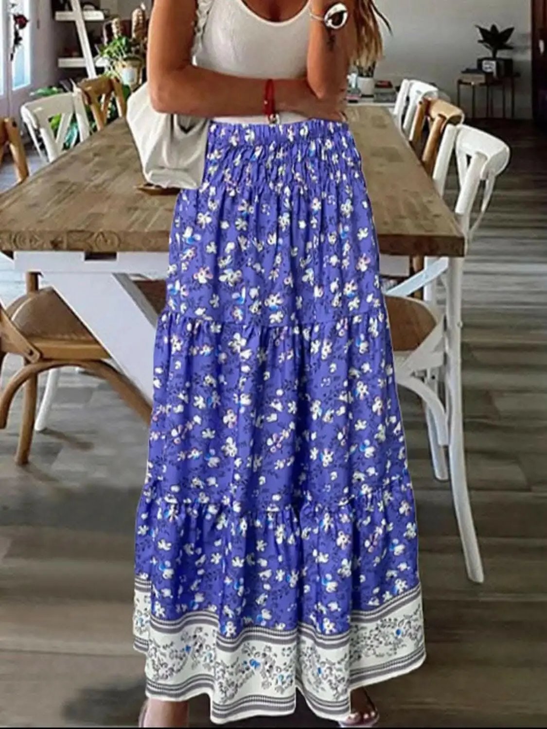 Dresses Trendsi just arrived - Floral midi skirt with elastic waist