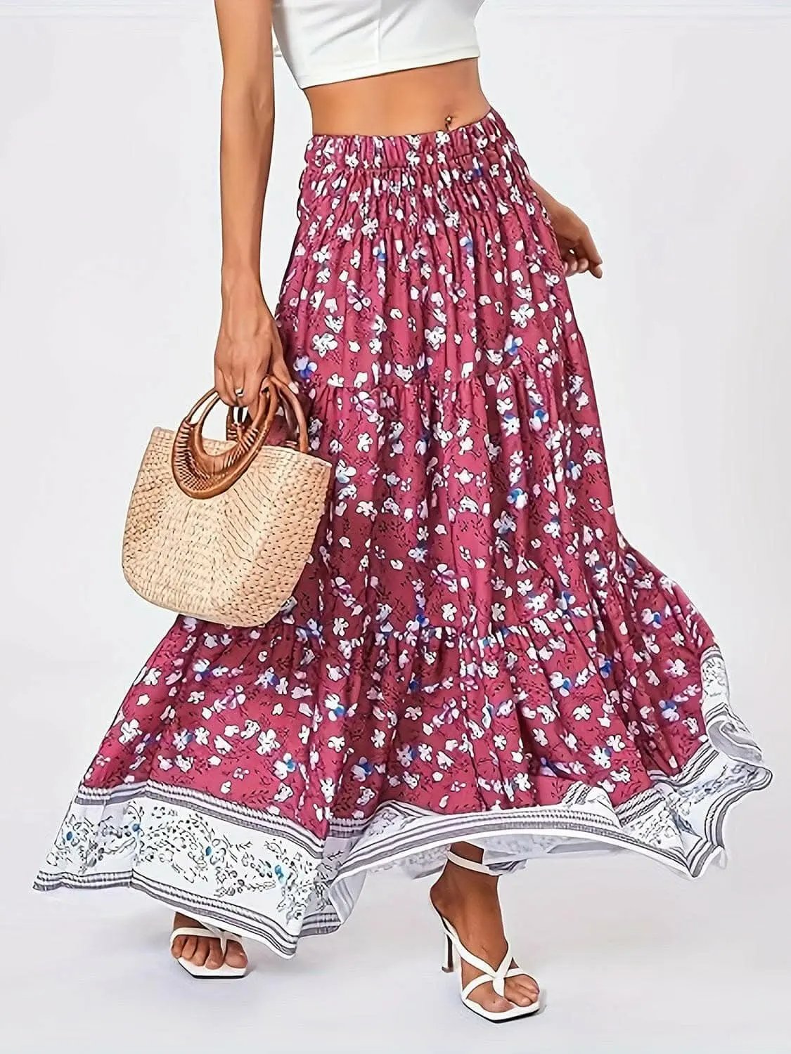 Dresses Trendsi just arrived - Floral midi skirt with elastic waist