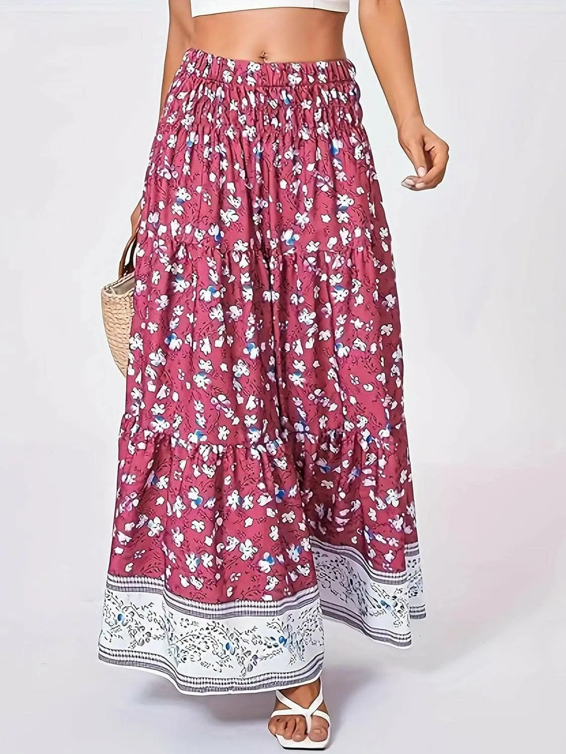 Dresses Trendsi just arrived - Floral midi skirt with elastic waist