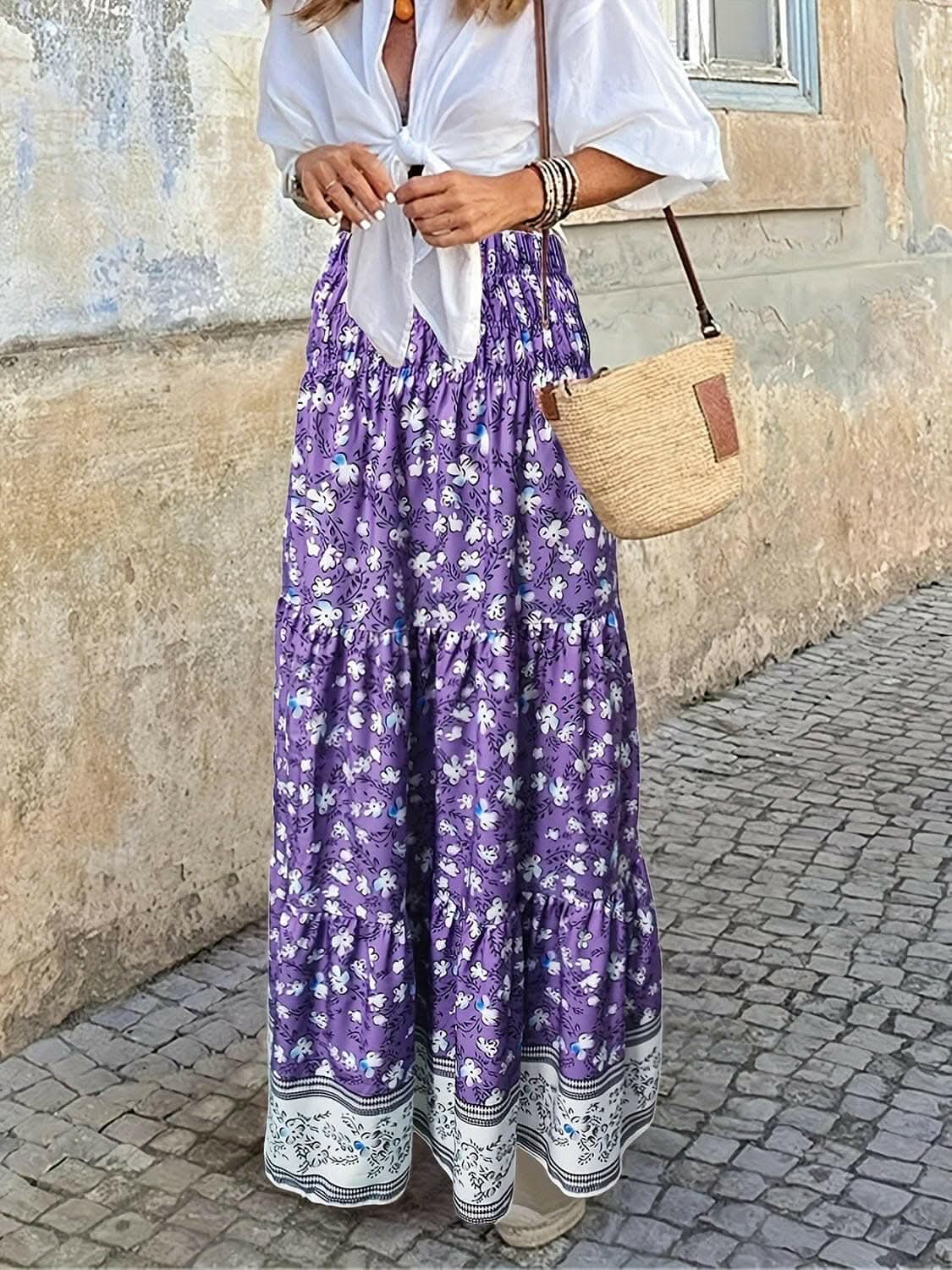 Dresses Trendsi just arrived - Floral midi skirt with elastic waist