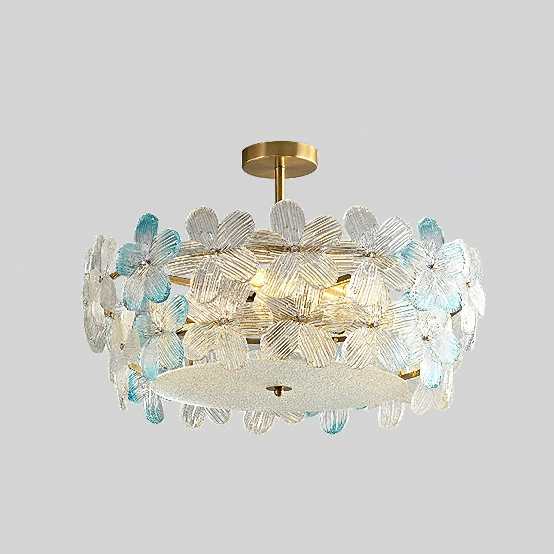 Lámpara de Techo de Cristal Esmerilado con Racimo de Flores