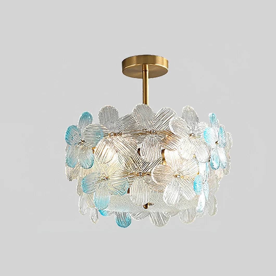 Lámpara de Techo de Cristal Esmerilado con Racimo de Flores