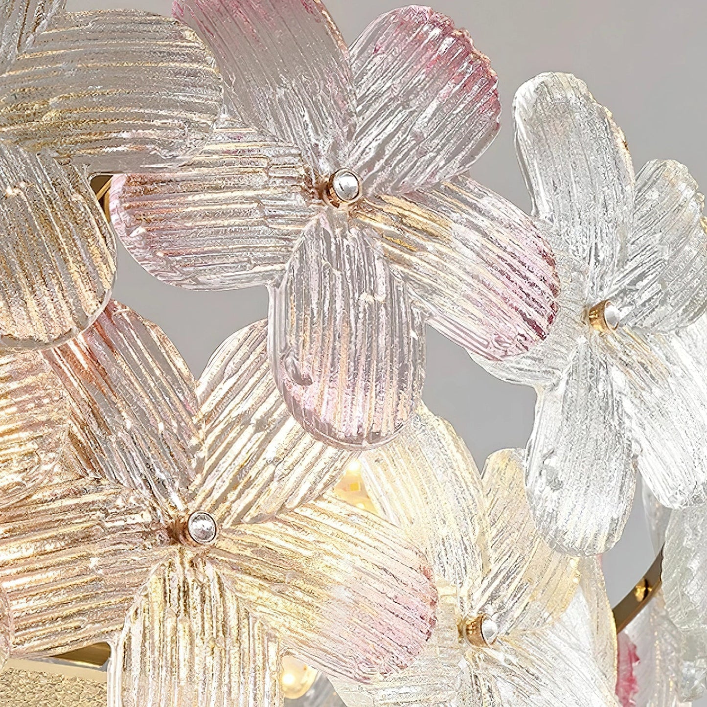 Lámpara de Techo de Cristal Esmerilado con Racimo de Flores