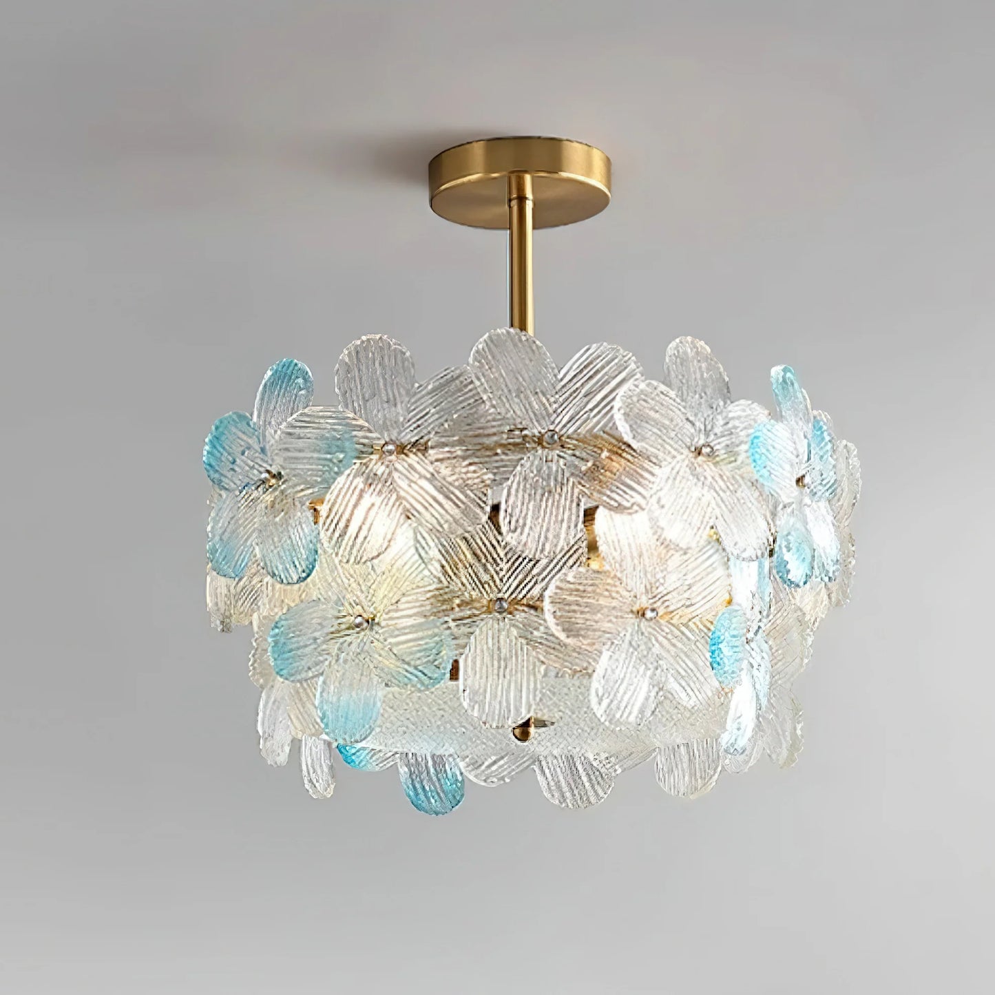 Lámpara de Techo de Cristal Esmerilado con Racimo de Flores