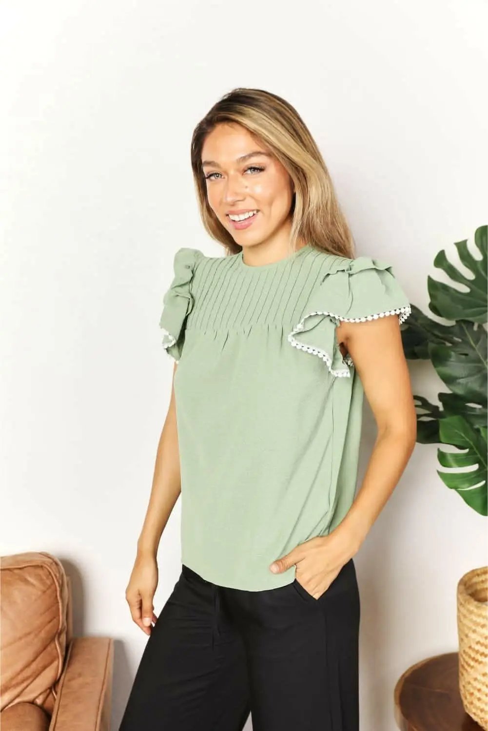 T-Shirts Trendsi TIKTOK - Fluttering pleated blouse - chic style