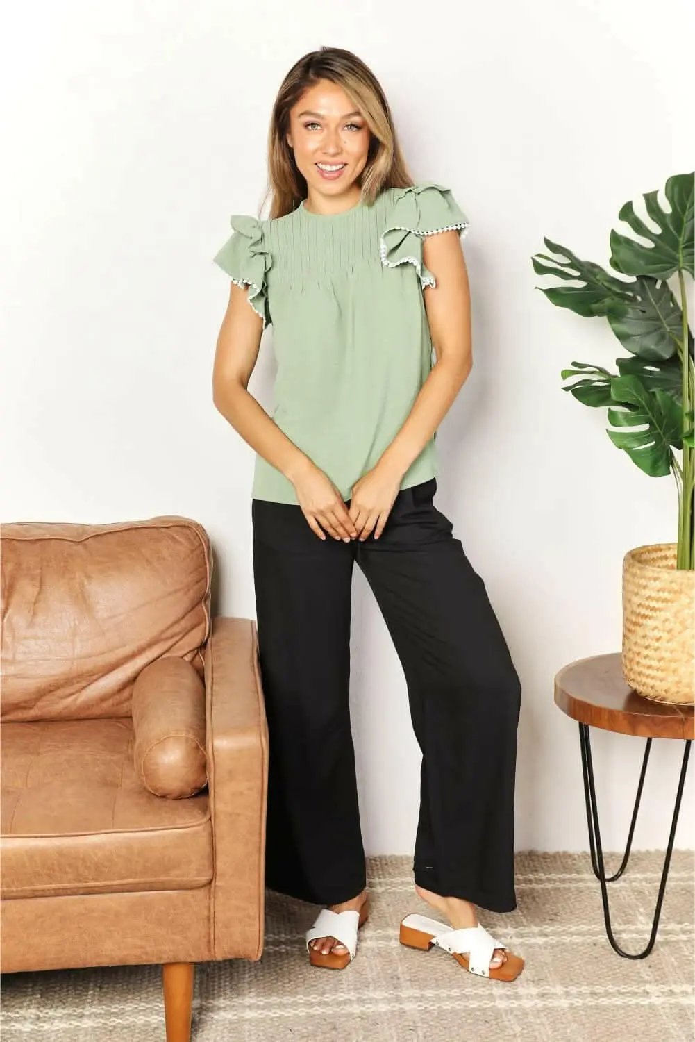 T-Shirts Trendsi TIKTOK - Fluttering pleated blouse - chic style