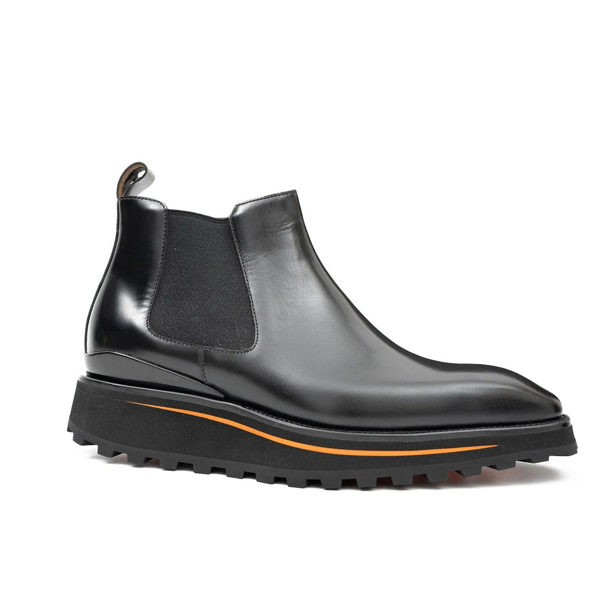 Black Plain-Toe Cow Leather Chelsea Boots