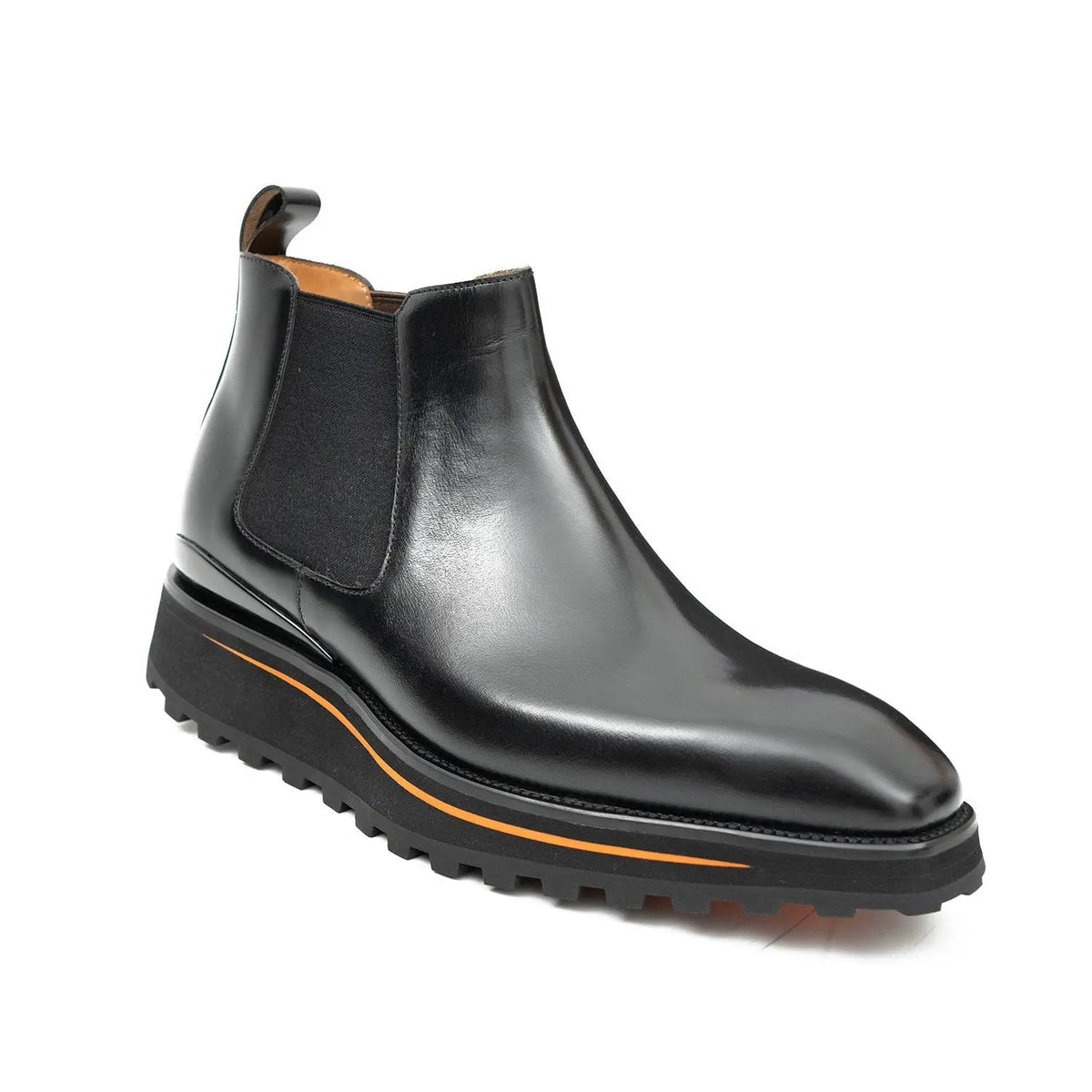 Black Plain-Toe Cow Leather Chelsea Boots