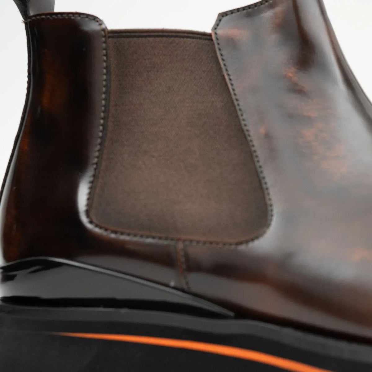Brown Plain-Toe Cow Leather Chelsea Boots