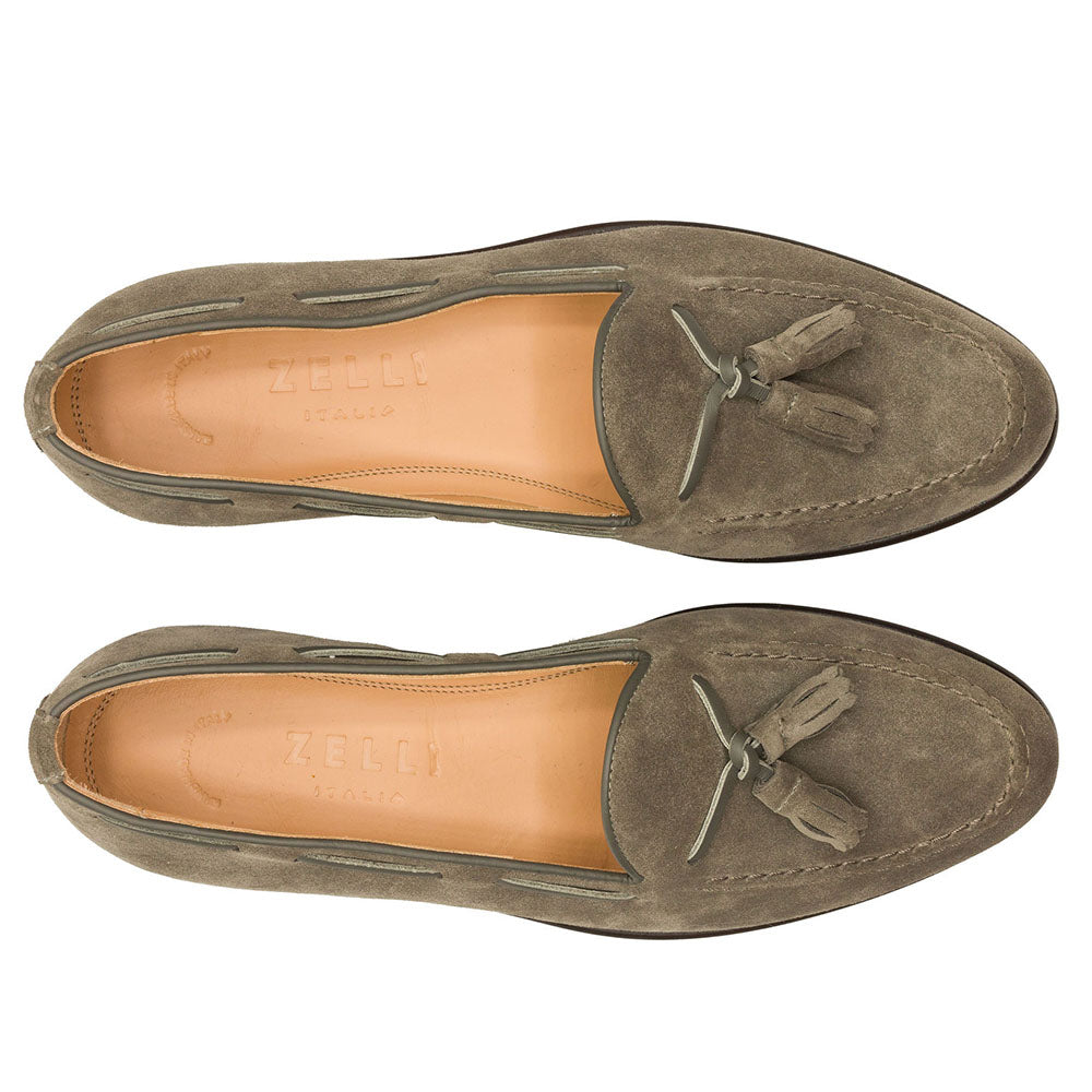 16-583-TPE Mocasín con borlas de ante de becerro FRANCO, gris topo