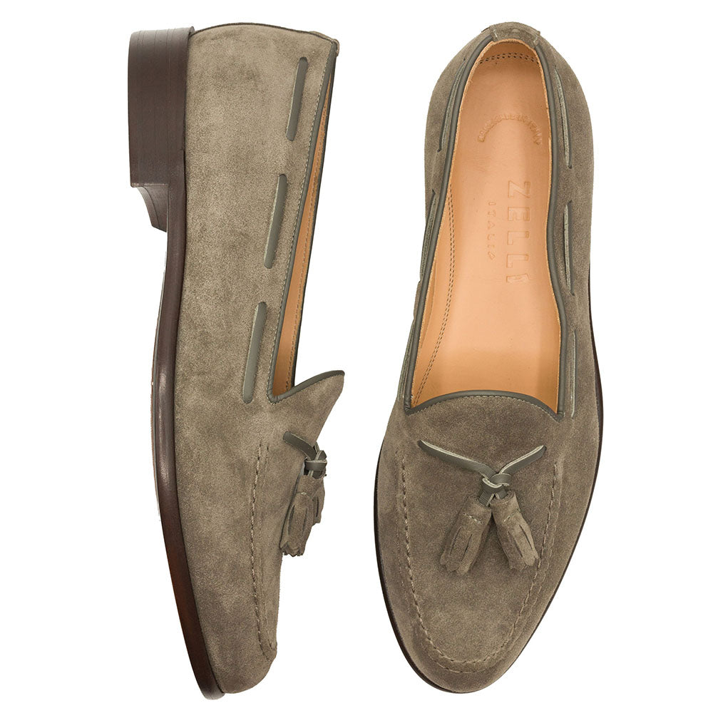 16-583-TPE Mocasín con borlas de ante de becerro FRANCO, gris topo