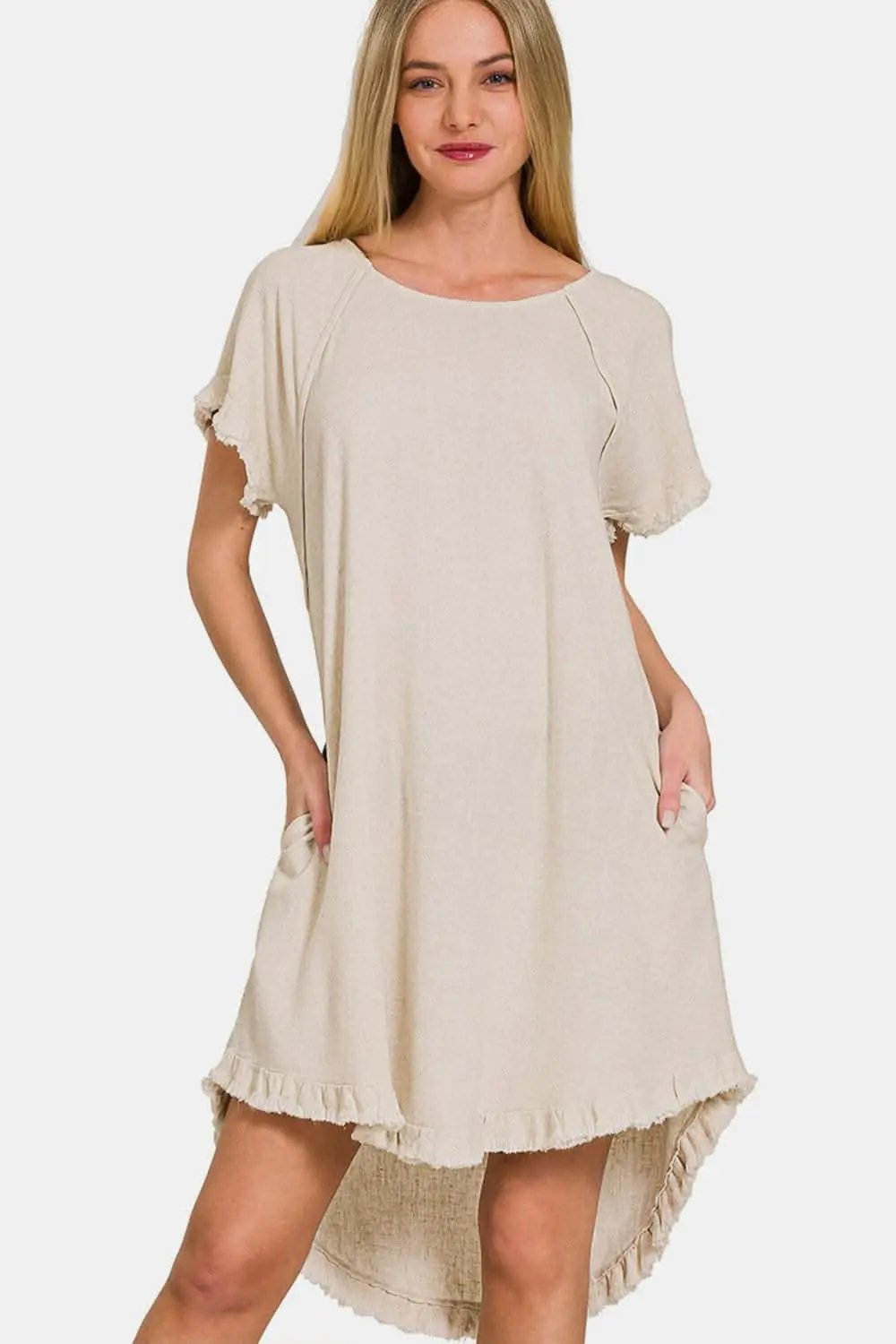 Dresses Trendsi Fringe High-Low Dress with Pockets for Effortless