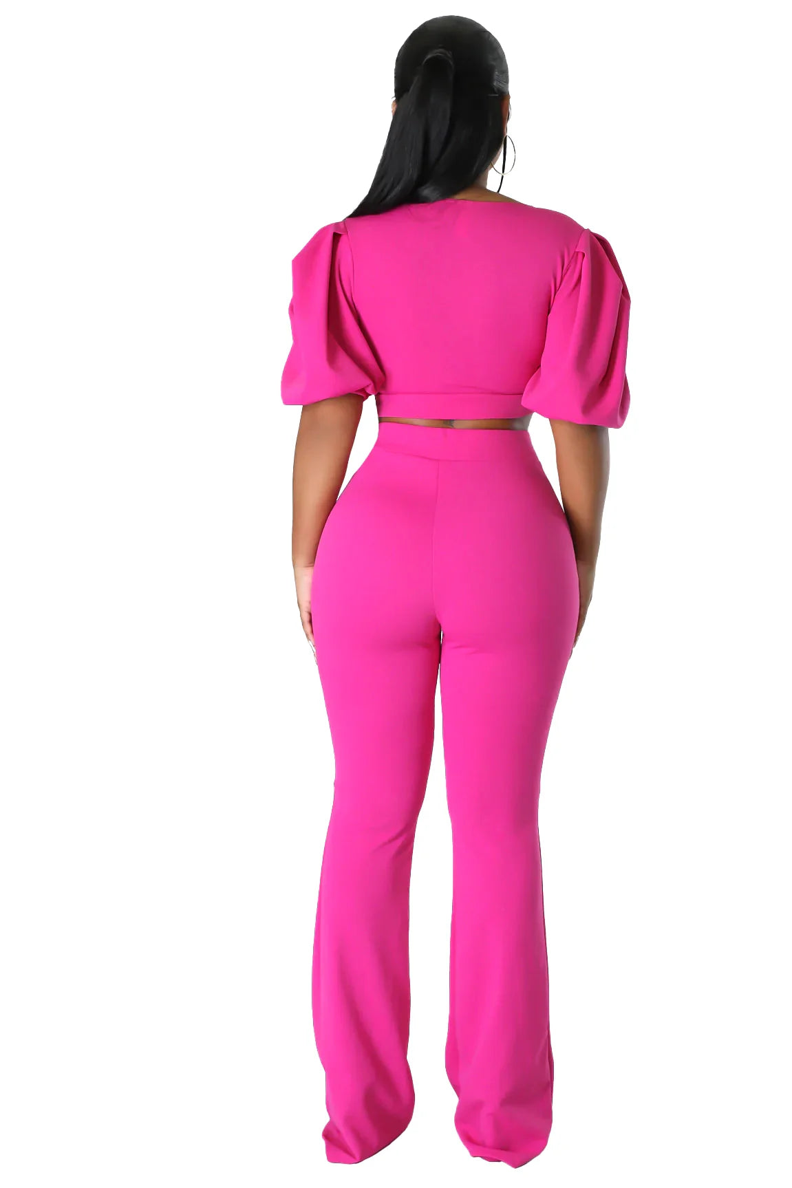 Conjunto de dos piezas de top corto y pantalón palazzo