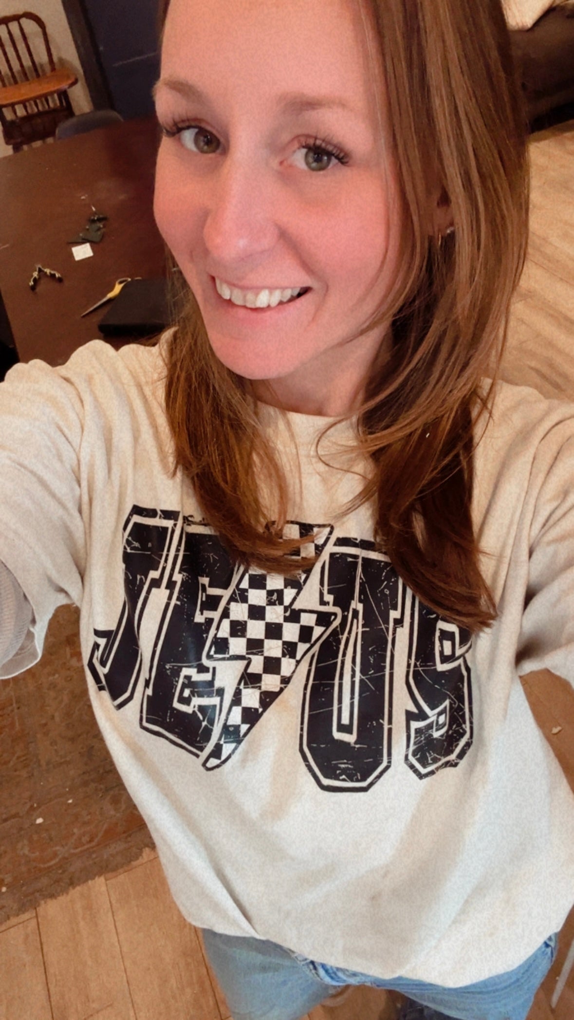 Jesus Checkered Lightning Bolt Comfort Colors Tshirt