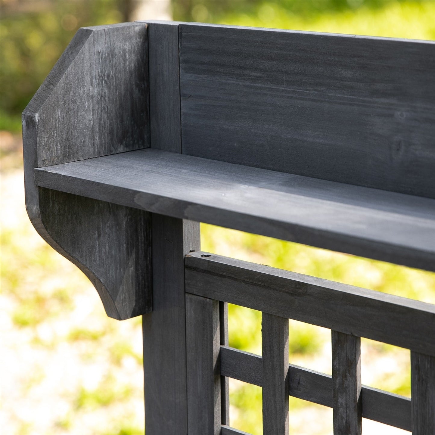 Mesa de trabajo de madera gris para exteriores, extensible con fregadero de plástico de grado alimenticio